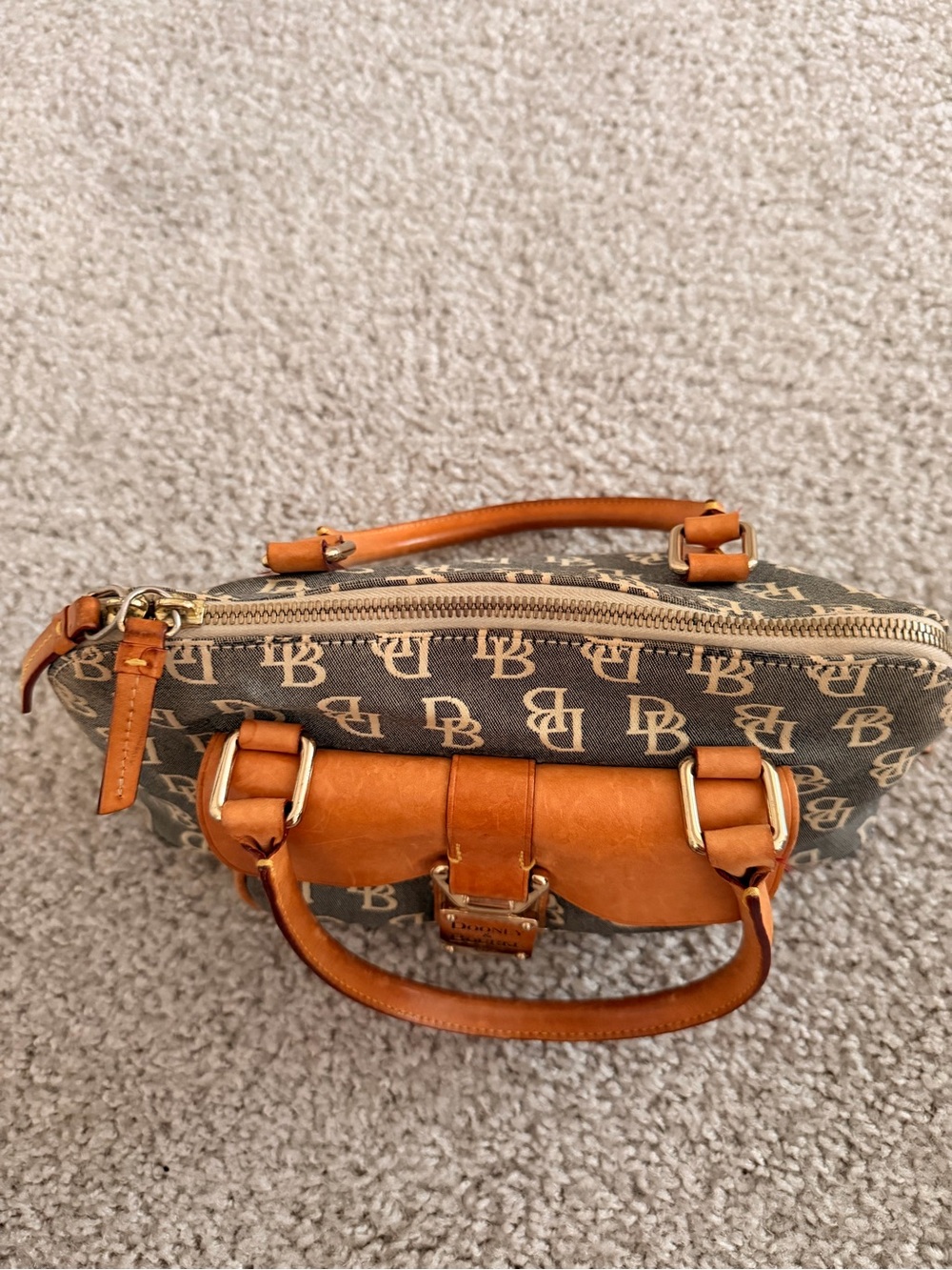 Dooney & Bourke Tan & Brown Signature Logo Satchel - Picture 3 of 10
